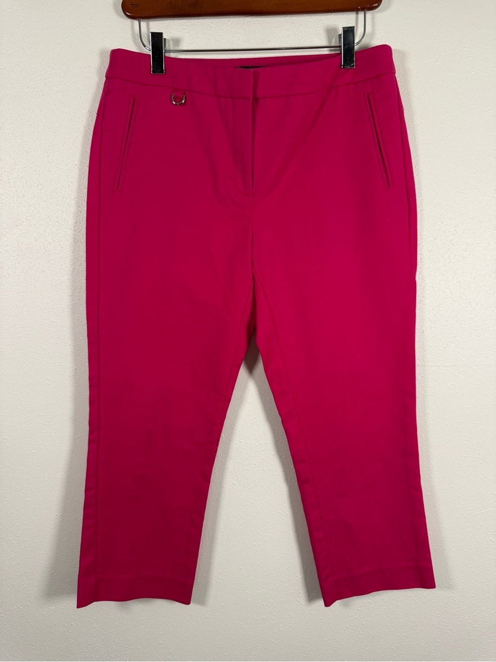Adrianna Papell Fuchsia Cropped Ankle Pants Stretch Cotton Size 6